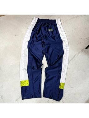 VTG Nike Snap Track Pants Navy Blue Tearaway Basketball Y2K Mens L Baggy Jersey